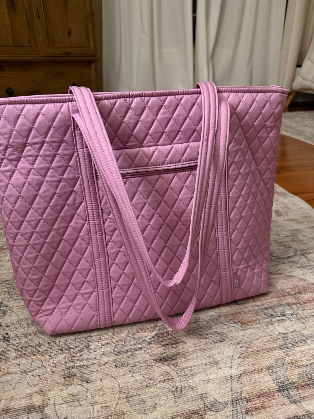 Quilted Pink Vera Bradley Tote Bag - Women's Everyday Carry
